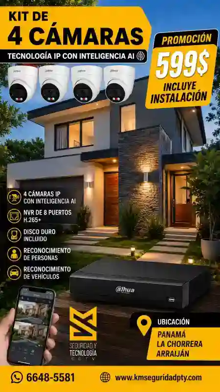 promociones ip de 4 camaras con audio
