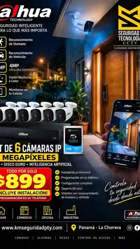 sistema 6 cámaras ip con audio